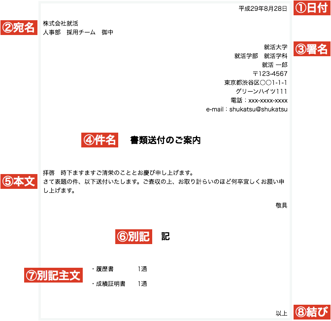 就活 添え状 送り状 の書き方とテンプレート例文