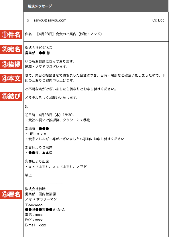 社外ビジネス 会食 接待の案内メール書き方と例文